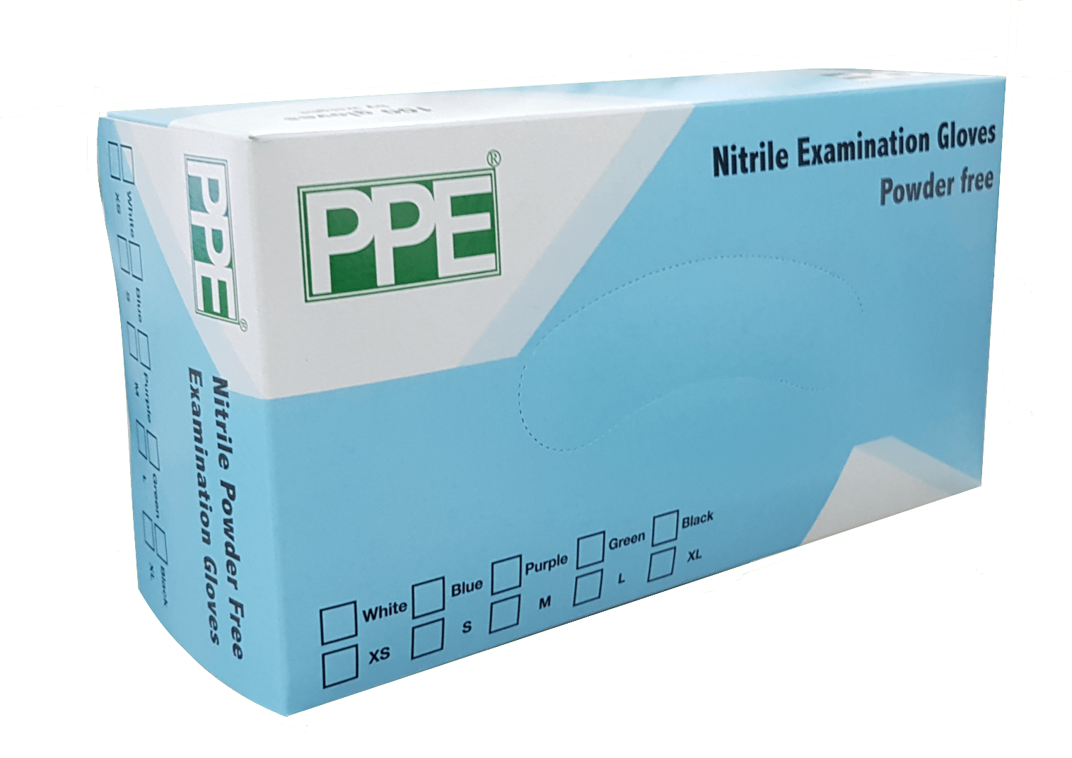 A box of nitrile examination gloves from ppe