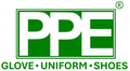 The logo for ppe glove uniform shoes is green and white.
