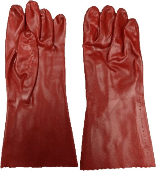 A pair of red gloves on a white background