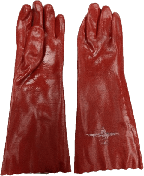 A pair of red gloves on a white background