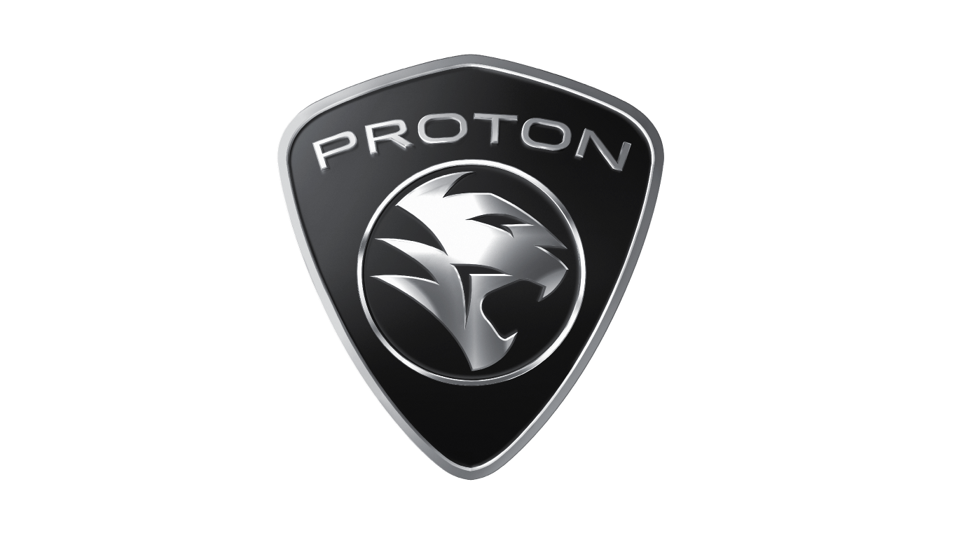 A black and silver proton logo on a white background.