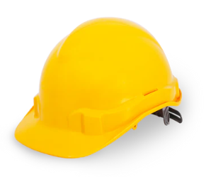 A yellow hard hat on a white background