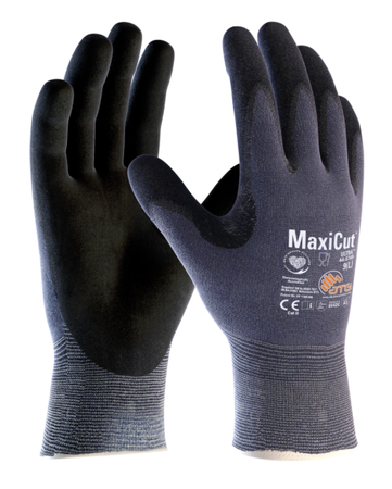 A pair of black maxicool gloves on a white background