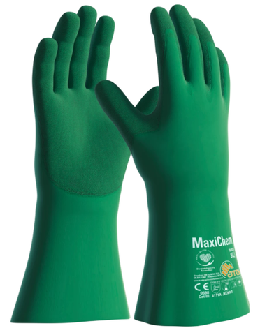 A pair of black and purple maxidry gloves