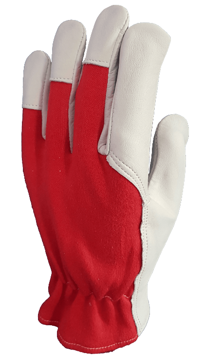 A pair of red and white gloves on a white background