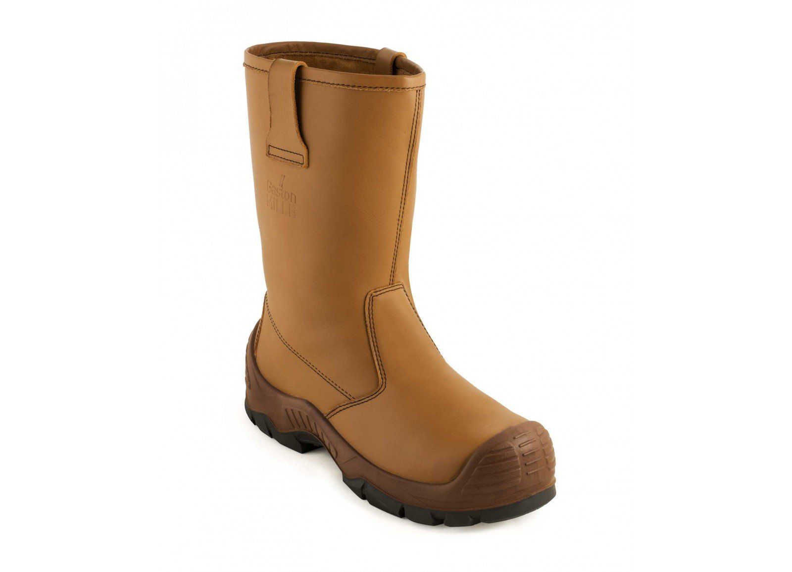 A pair of brown boots on a white background
