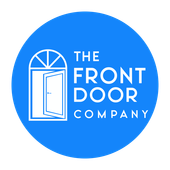 A blue logo for the front door company