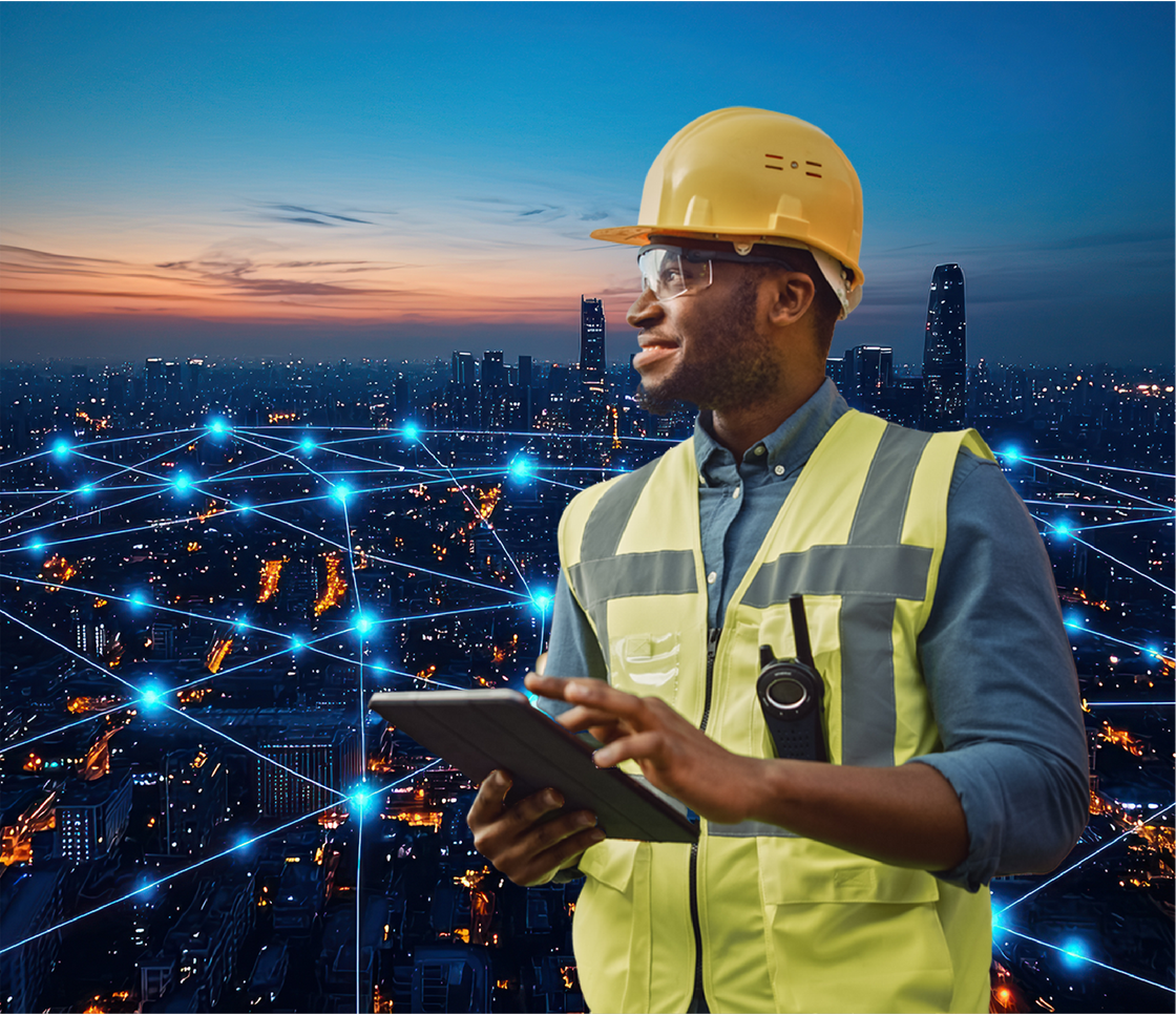 An industrial engineer satisfied with his mesh network solution