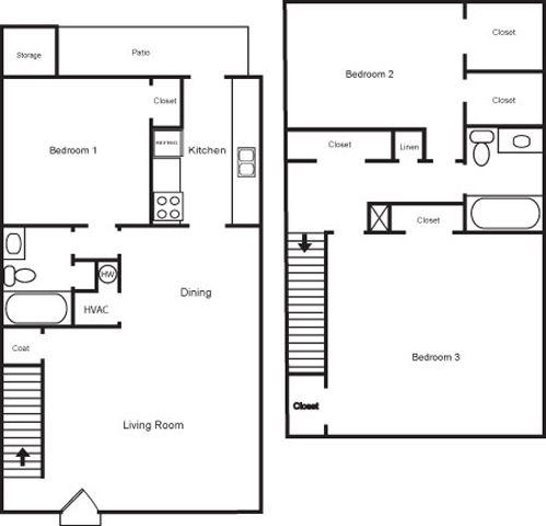 3 Bed, 2 bath floor plan