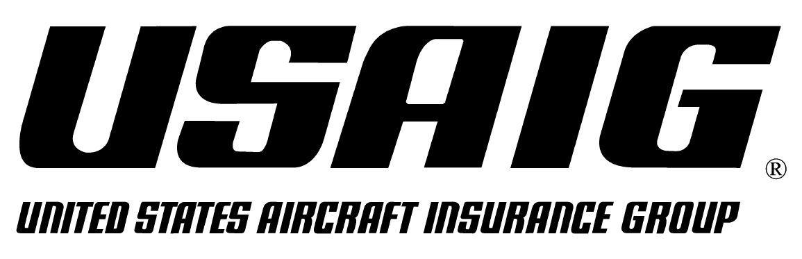 A black and white logo for usaig united states aircraft insurance group