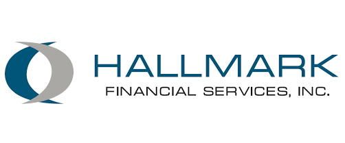 The hallmark financial services inc. logo is blue and gray.
