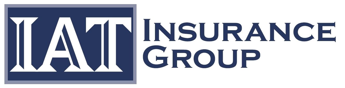 The logo for the iat insurance group is blue and white.