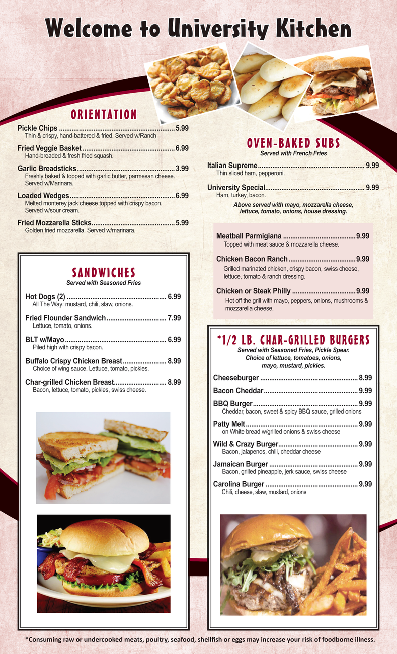 University Kitchen High Point, NC Menu