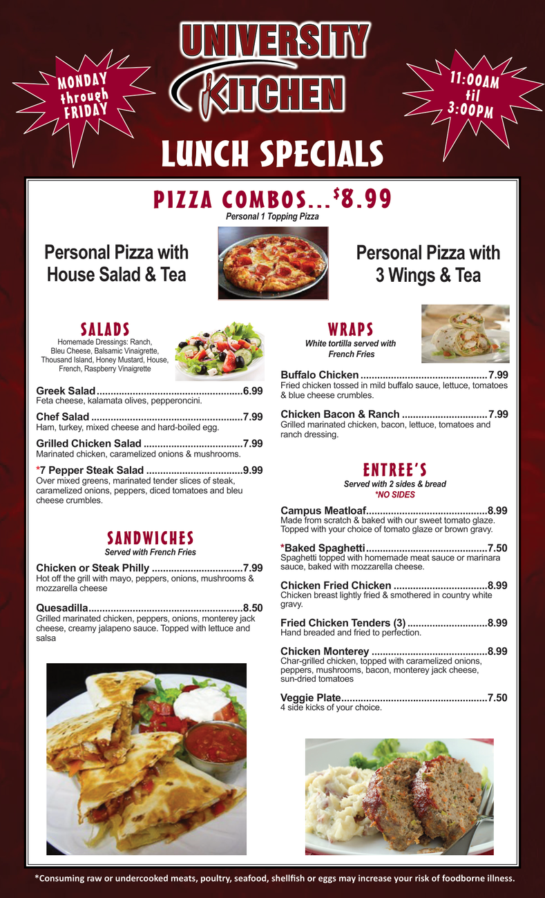 University Kitchen High Point, NC Menu