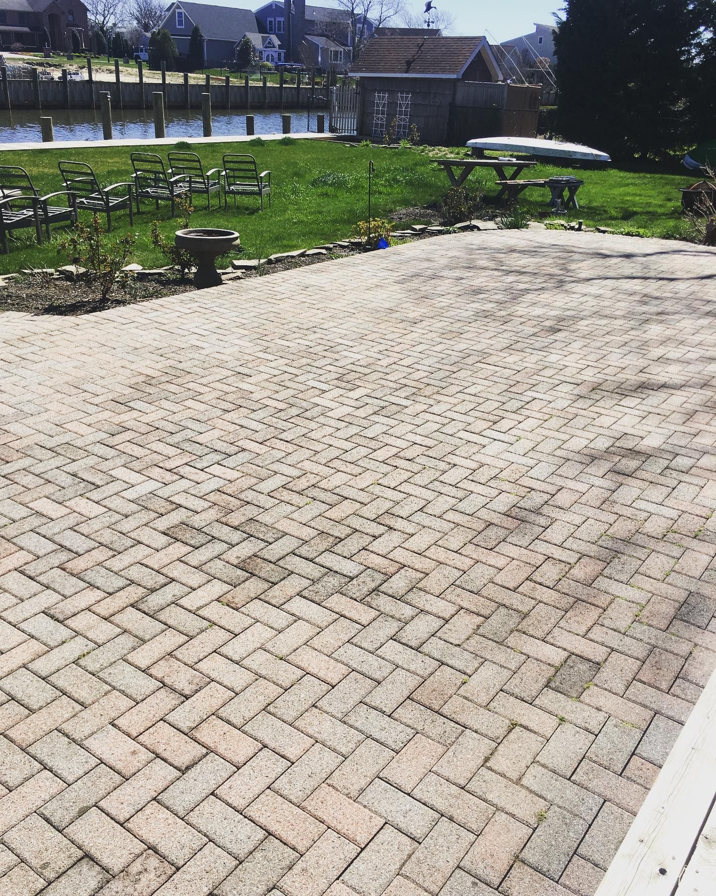 stone paver soft washing on Long Island by K.O.S. Cleaning 