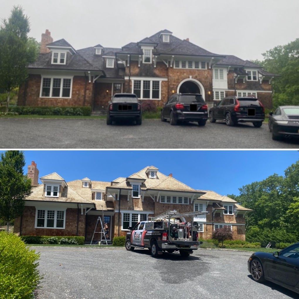 K.O.S. completed a cedar shake soft washing of a home on Long Island. 