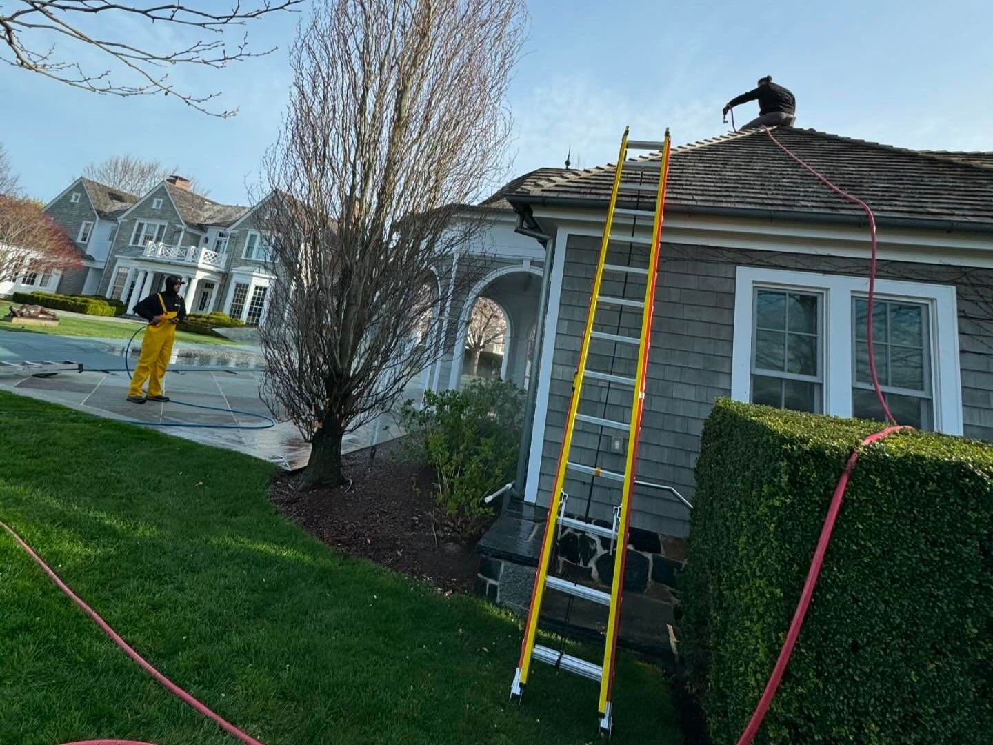 soft wash roof cleaning on Long Island by KOS Cleaning