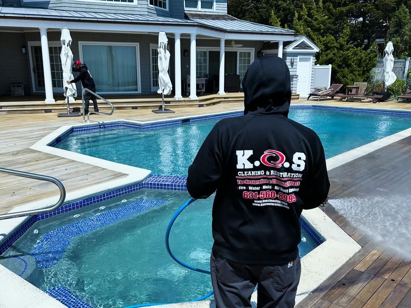 Pool deck cleaning services in Suffolk County by K.O.S. Cleaning