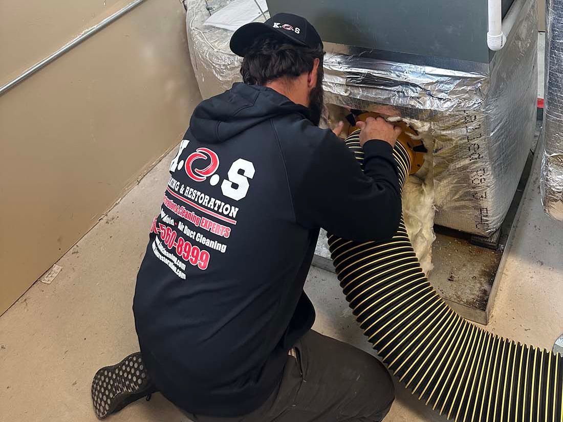 Commercial air duct cleaning services in Long Island by K.O.S. Cleaning with HEPA-rated equipment.