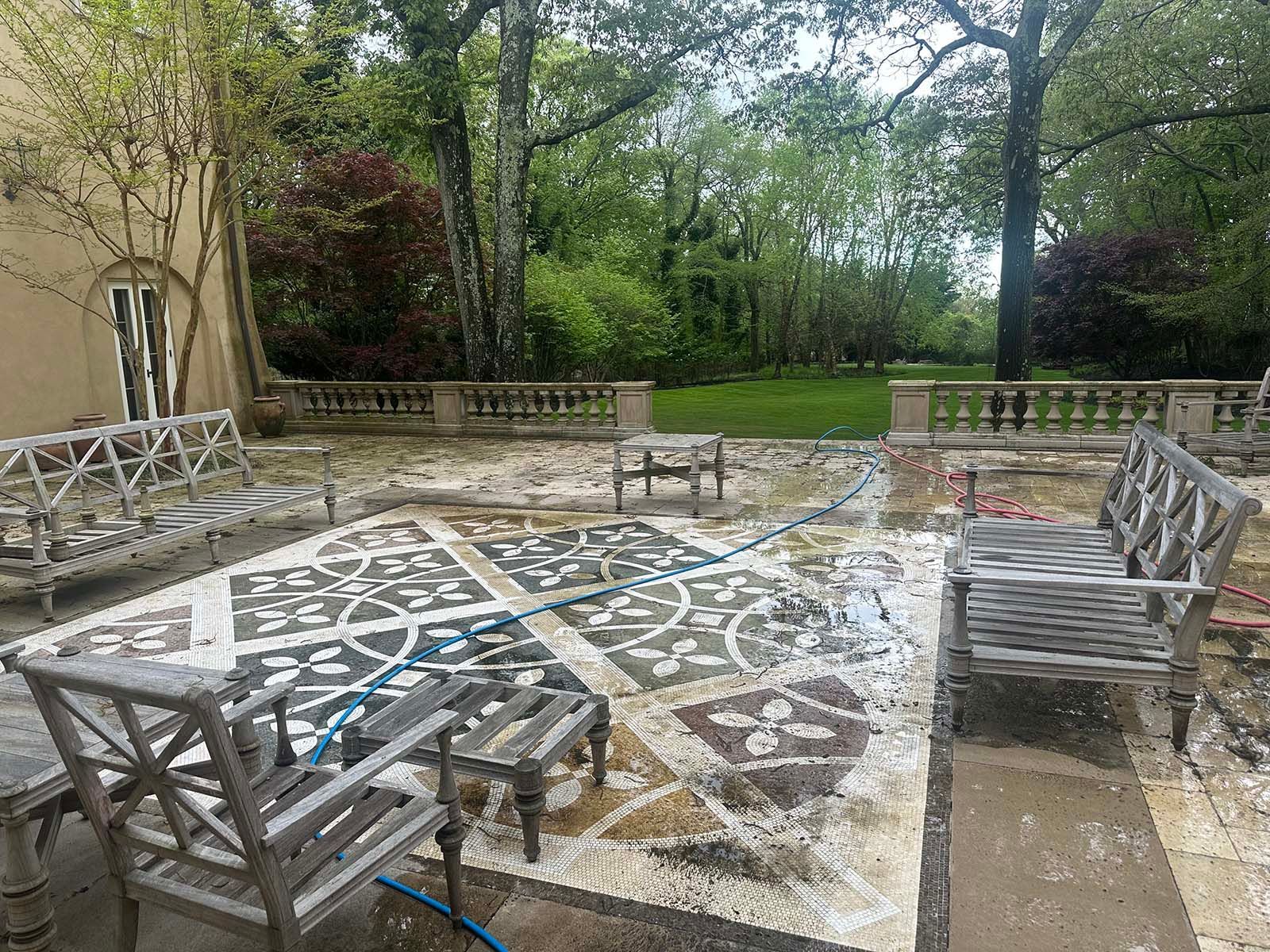 Patio cleaning at a Long Island home in Suffolk County NY