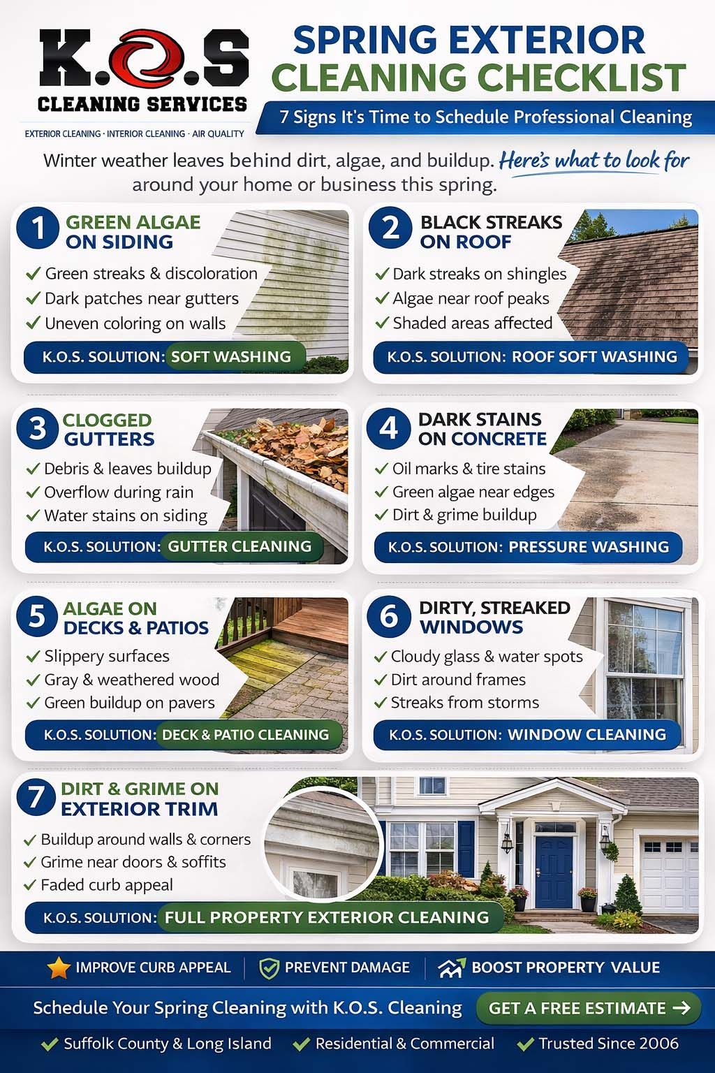 spring exterior cleaning checklist by K.O.S. Cleaning of Suffolk County NY