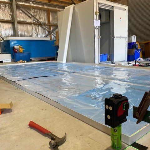 Coolroom being installed in warehouse