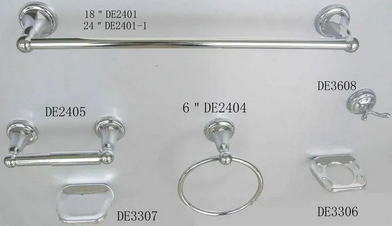 A Set Of Chrome Bathroom Accessories Including A Towel Bar And A Towel Ring — Laredo, TX — South Central Hardware Inc.