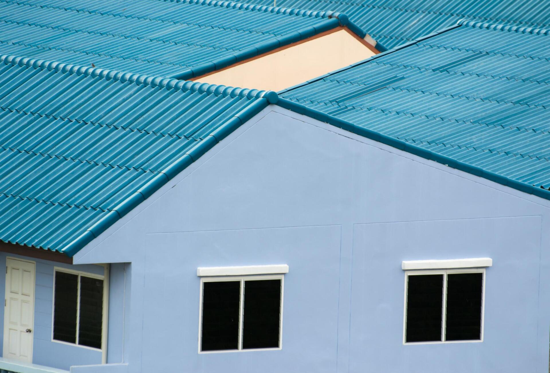 a blue painted roof