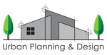 The logo for urban planning and design shows a house and two trees.