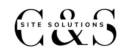 C&S Site Solutions logo with stylized black letters on a white background.