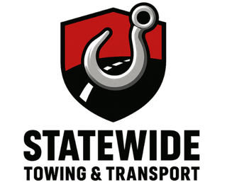 Logo for Statewide Towing & Transport; a tow hook is inside a shield over the company name.