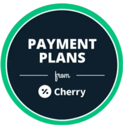 Payment Plans logo: Dark blue circle with white text Payment Plans logo: Dark blue circle with white text