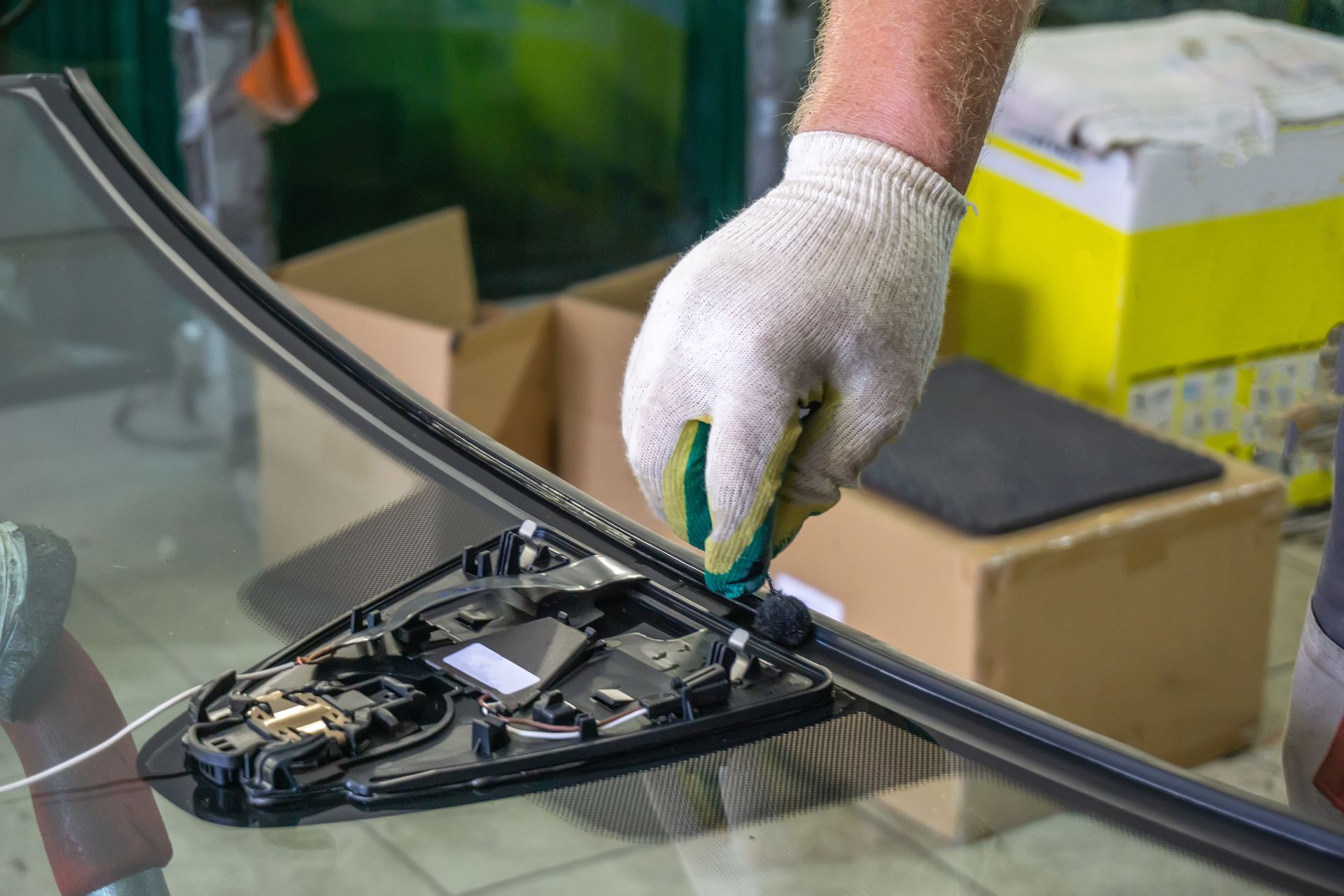 A Person Wearing Gloves Is Working on A Car Windshield | Esk, QLD | ALSVET Windscreen Service