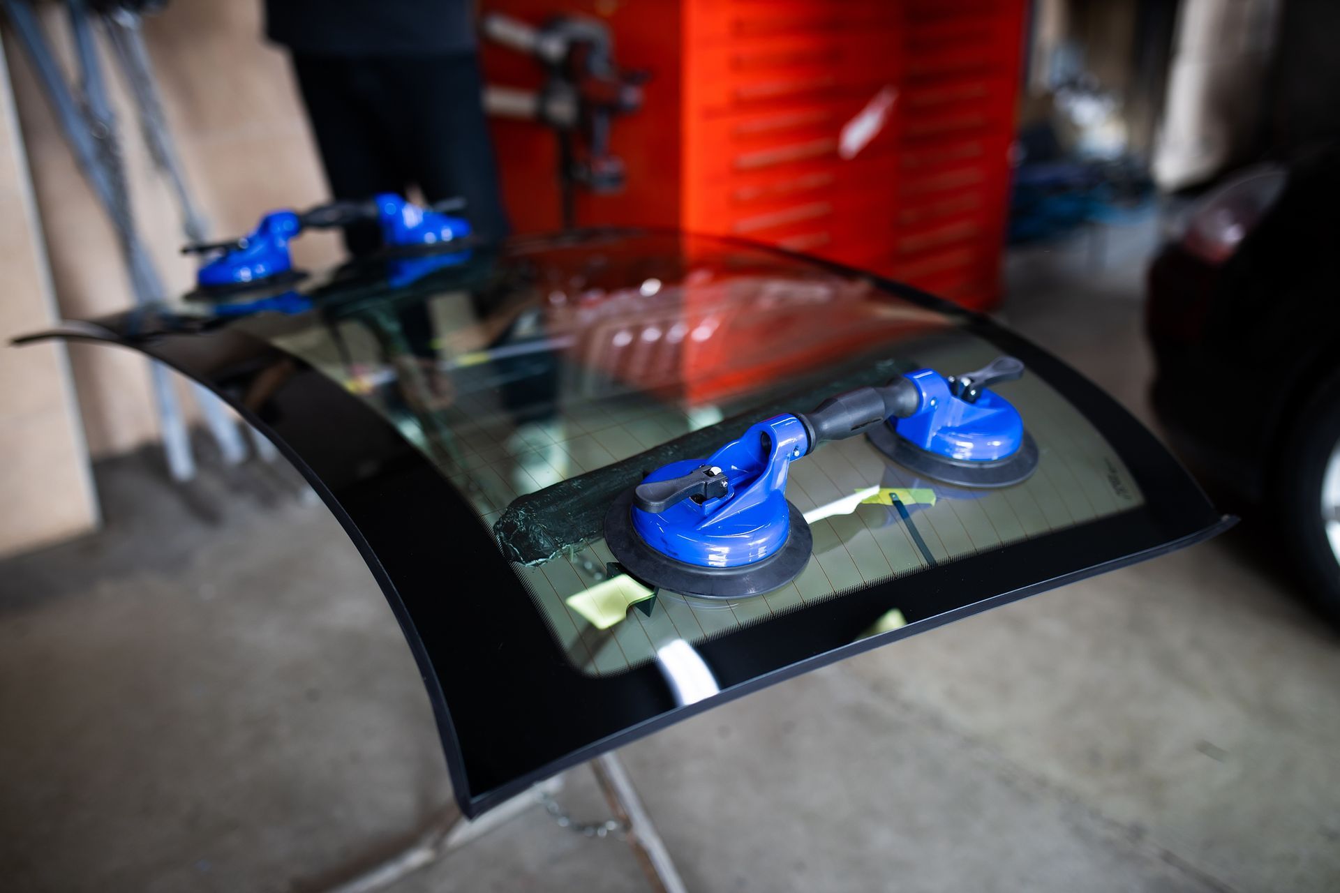 A Car Windshield with Blue Suction Cups Attached to It | Esk, QLD | ALSVET Windscreen Service