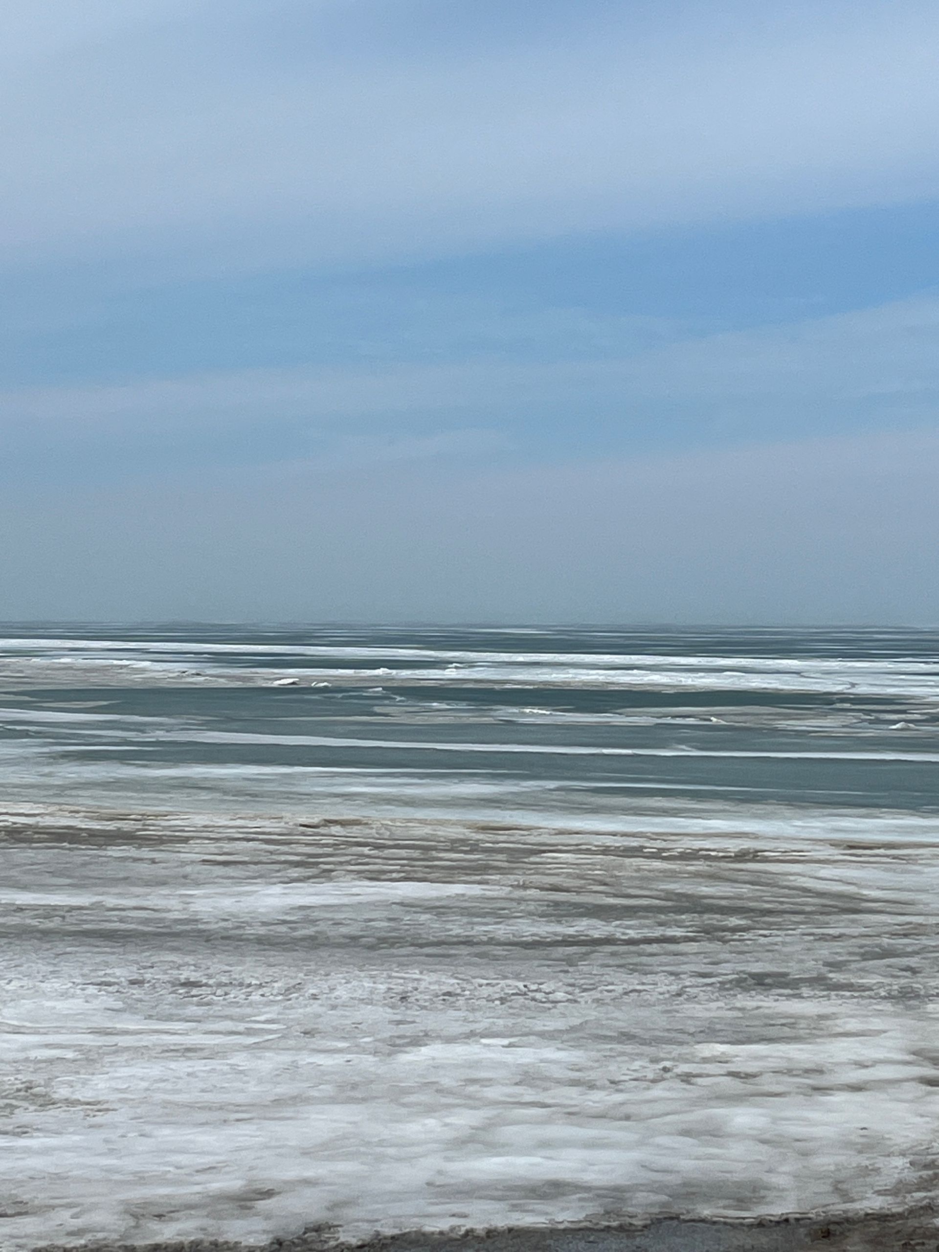 Picture of the ice melting on Lake Erie in the western basin