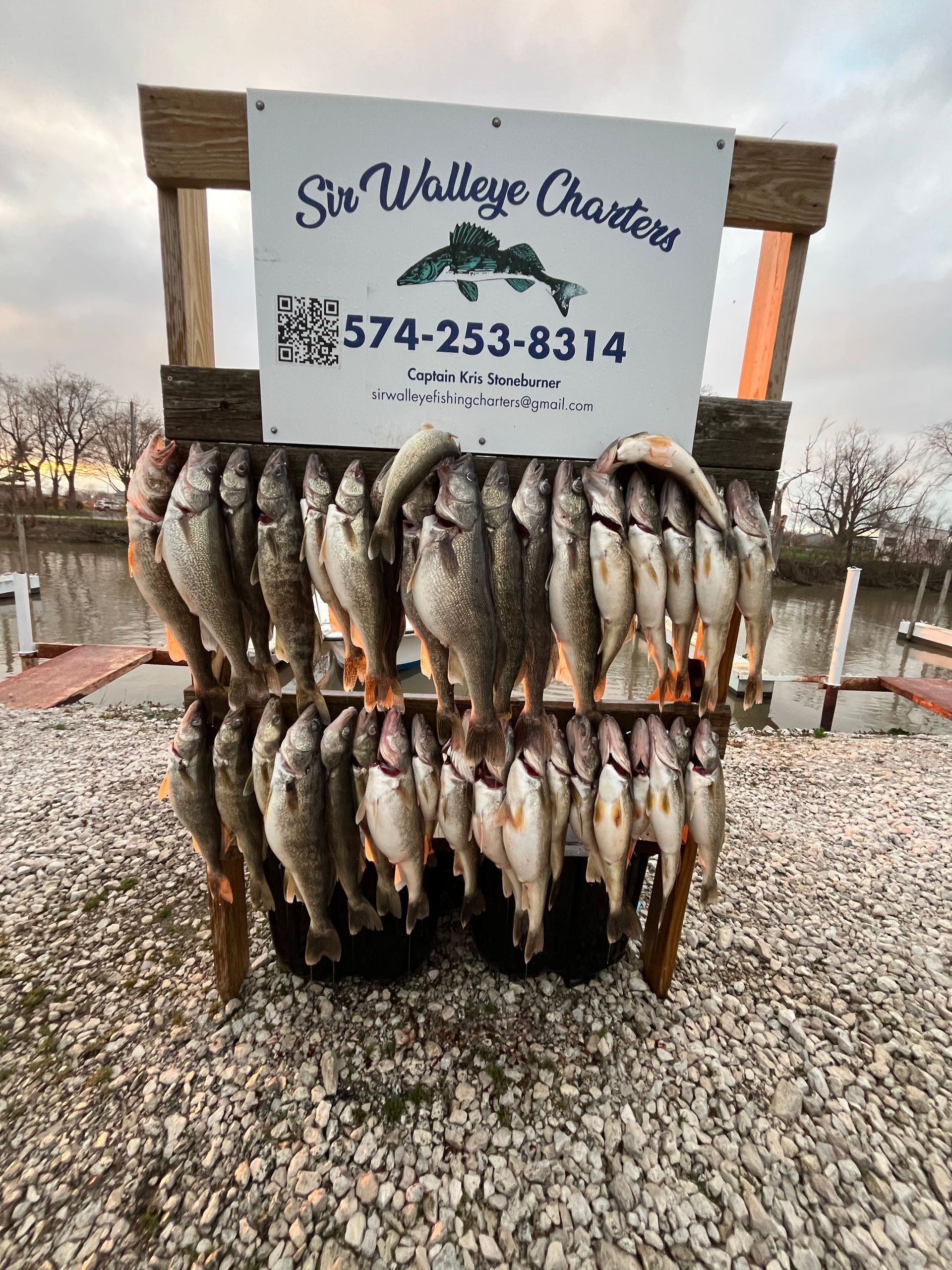 A picture of a Huge Lake Erie Walleye catch with Sir Walleye charters. This is a catch of a lifetime