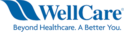 WellCare logo with blue wave graphic and text 