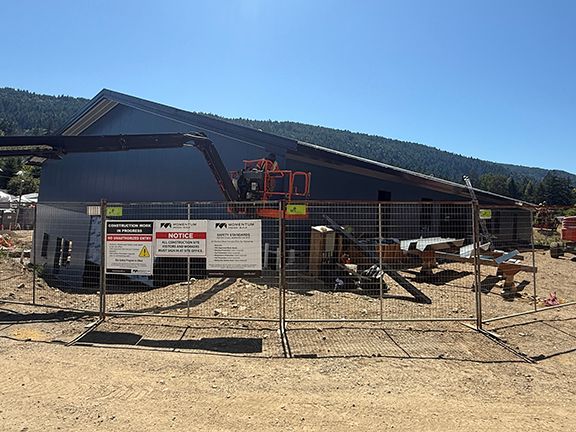 Exterior framing at PEMB construction project for Windsor Plywood in British Columbia.