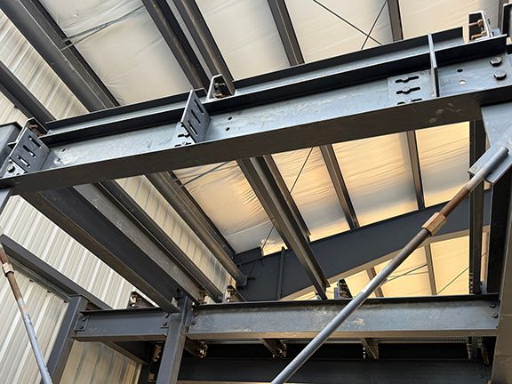 Another look at steel I-beams used to support pre-engineered metal buildings.