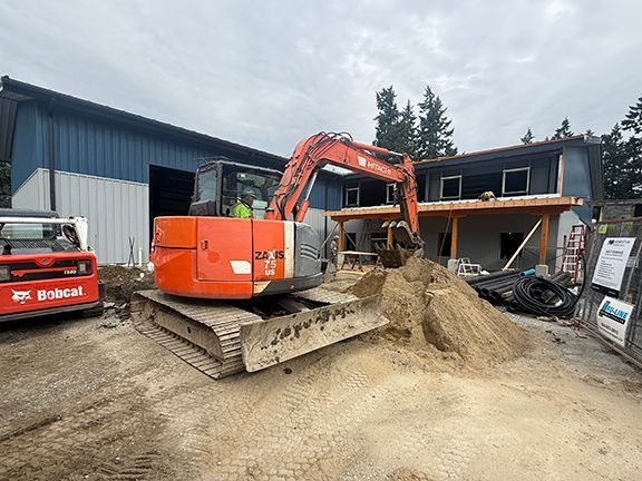 Moving dirt at PEMB in Ganges, British Columbia.