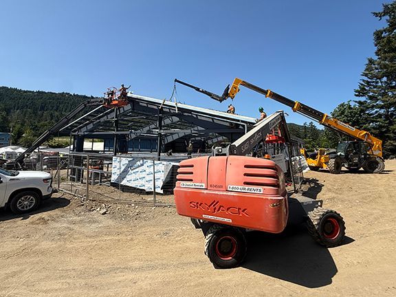 Metal framing being completed at construction site in BC.
