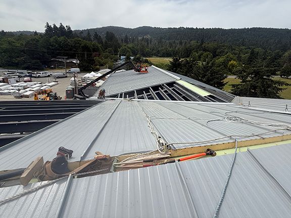 Long view of BC standing seam metal roof.