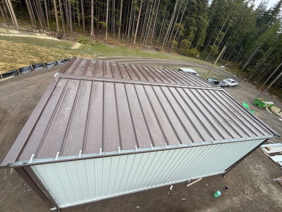 Top view of standing seam roof by Double Black Construction in Squamish.