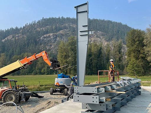 A man is standing on a platform next to a crane.