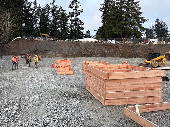 Pad boxes for concrete being built on the construction site.