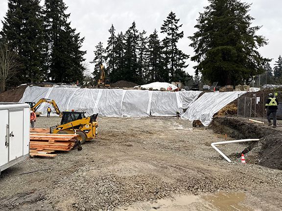 Construction site being excavated on Salt Spring Island, British Columbia.