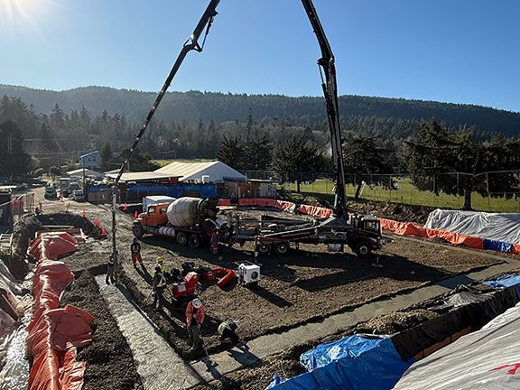 View of project site for future pre-engineered steel building on Salt Spring Island in British Columbia.