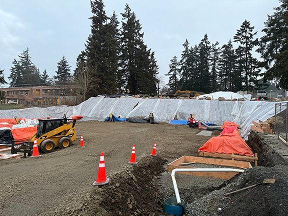 Look at excavated foundation site for future metal building construction in BC.