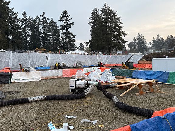 Alternative view of excavated building construction site in British Columbia.