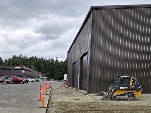 Completed brown metal building in Nanaimo